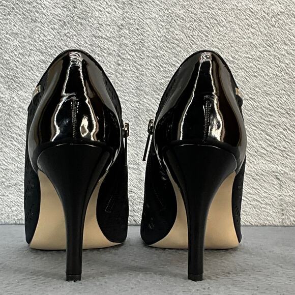 Calvin Klein Kailani Nubuck Patent Leather Black Side Zip Peep Toe Heel Women 10 - Picture 8 of 12